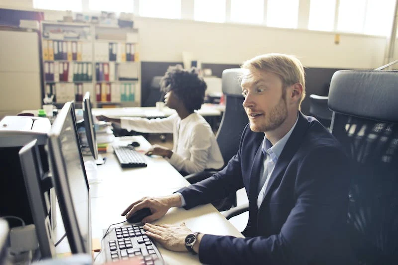 Employee Focusing on computer screen